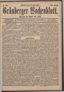 Gr&uuml;nberger Wochenblatt: Zeitung f&uuml;r Stadt und Land, No. 135. (9. November 1890)