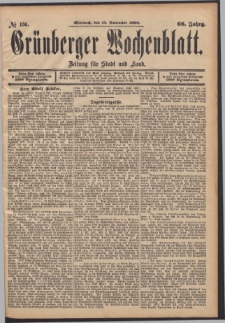 Gr&uuml;nberger Wochenblatt: Zeitung f&uuml;r Stadt und Land, No. 136. (12. November 1890)