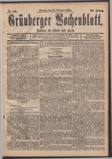 Gr&uuml;nberger Wochenblatt: Zeitung f&uuml;r Stadt und Land, No. 144. (30. November 1890)