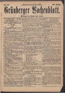 Gr&uuml;nberger Wochenblatt: Zeitung f&uuml;r Stadt und Land, No. 150. (14. December 1890)