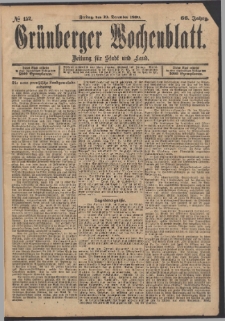 Gr&uuml;nberger Wochenblatt: Zeitung f&uuml;r Stadt und Land, No. 152. (19. December 1890)