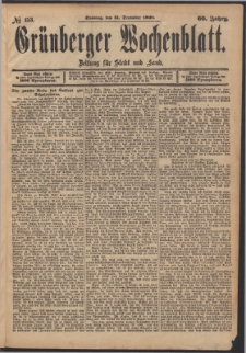 Gr&uuml;nberger Wochenblatt: Zeitung f&uuml;r Stadt und Land, No. 153. (21. December 1890)