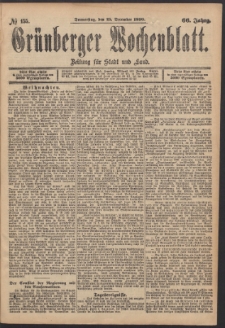 Grünberger Wochenblatt: Zeitung für Stadt und Land, No. 155. (25. December 1890)