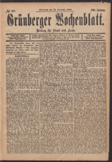 Gr&uuml;nberger Wochenblatt: Zeitung f&uuml;r Stadt und Land, No. 157. (31. December 1890)
