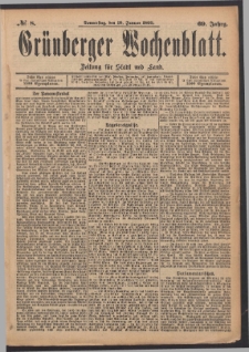 Gr&uuml;nberger Wochenblatt: Zeitung f&uuml;r Stadt und Land, No. 8. (19. Januar 1893)