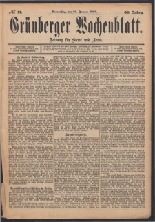 Gr&uuml;nberger Wochenblatt: Zeitung f&uuml;r Stadt und Land, No. 11. (26. Januar 1893)