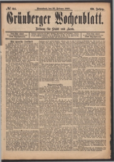 Gr&uuml;nberger Wochenblatt: Zeitung f&uuml;r Stadt und Land, No. 24. (25. Februar 1893)