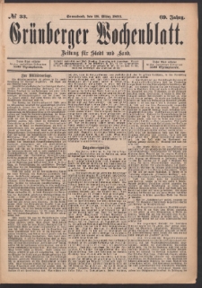 Gr&uuml;nberger Wochenblatt: Zeitung f&uuml;r Stadt und Land, No. 33. (18. M&auml;rz 1893)