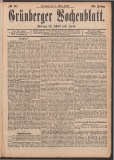 Gr&uuml;nberger Wochenblatt: Zeitung f&uuml;r Stadt und Land, No. 34. (21. M&auml;rz 1893)