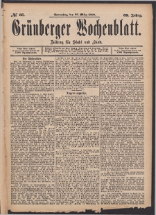 Gr&uuml;nberger Wochenblatt: Zeitung f&uuml;r Stadt und Land, No. 35. (23. M&auml;rz 1893)