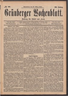Gr&uuml;nberger Wochenblatt: Zeitung f&uuml;r Stadt und Land, No. 36. (25. M&auml;rz 1893)