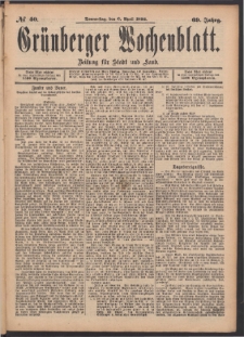 Gr&uuml;nberger Wochenblatt: Zeitung f&uuml;r Stadt und Land, No. 40. (6. April 1893)