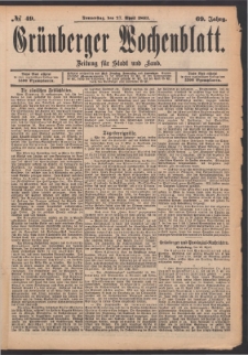 Gr&uuml;nberger Wochenblatt: Zeitung f&uuml;r Stadt und Land, No. 49. (27. April 1893)