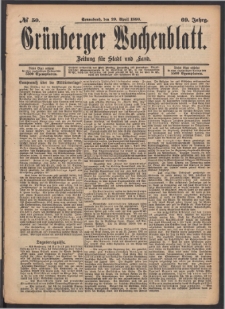 Gr&uuml;nberger Wochenblatt: Zeitung f&uuml;r Stadt und Land, No. 50. (29. April 1893)