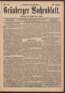 Gr&uuml;nberger Wochenblatt: Zeitung f&uuml;r Stadt und Land, No. 54. (9. Mai 1893)