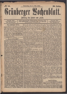 Gr&uuml;nberger Wochenblatt: Zeitung f&uuml;r Stadt und Land, No. 55. (11. Mai 1893)
