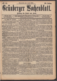 Gr&uuml;nberger Wochenblatt: Zeitung f&uuml;r Stadt und Land, No. 79. (8. Juli 1893)