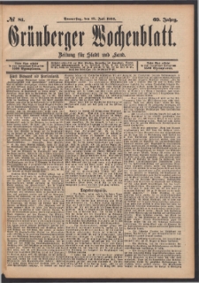 Gr&uuml;nberger Wochenblatt: Zeitung f&uuml;r Stadt und Land, No. 81. (13. Juli 1893)