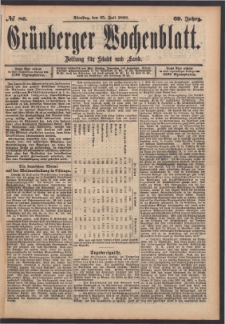 Gr&uuml;nberger Wochenblatt: Zeitung f&uuml;r Stadt und Land, No. 86. (25. Juli 1893)
