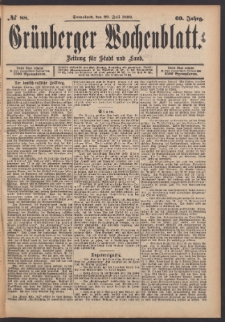 Gr&uuml;nberger Wochenblatt: Zeitung f&uuml;r Stadt und Land, No. 88. (29. Juli 1893)