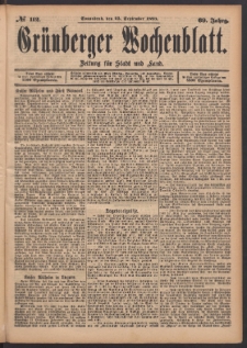 Gr&uuml;nberger Wochenblatt: Zeitung f&uuml;r Stadt und Land, No. 112. (23. September 1893)