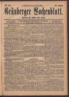 Gr&uuml;nberger Wochenblatt: Zeitung f&uuml;r Stadt und Land, No. 117. (5. October 1893)