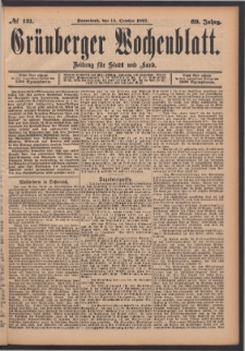 Gr&uuml;nberger Wochenblatt: Zeitung f&uuml;r Stadt und Land, No. 121. (14. October 1893)