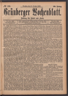 Gr&uuml;nberger Wochenblatt: Zeitung f&uuml;r Stadt und Land, No. 122. (17. October 1893)