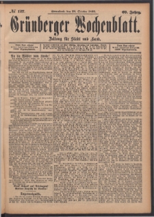 Gr&uuml;nberger Wochenblatt: Zeitung f&uuml;r Stadt und Land, No. 127. (28. October 1893)