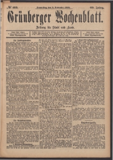 Gr&uuml;nberger Wochenblatt: Zeitung f&uuml;r Stadt und Land, No. 132. (9. November 1893)