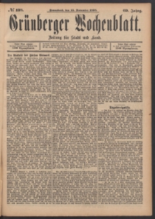 Gr&uuml;nberger Wochenblatt: Zeitung f&uuml;r Stadt und Land, No. 138. (25. November 1893)