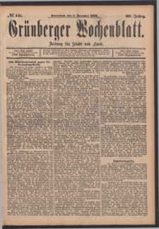 Gr&uuml;nberger Wochenblatt: Zeitung f&uuml;r Stadt und Land, No. 141. (2. December 1893)