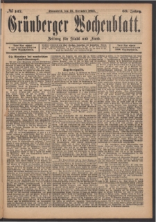 Gr&uuml;nberger Wochenblatt: Zeitung f&uuml;r Stadt und Land, No. 147. (16. December 1893)