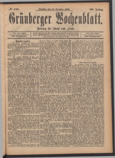 Gr&uuml;nberger Wochenblatt: Zeitung f&uuml;r Stadt und Land, No. 148. (19. December 1893)
