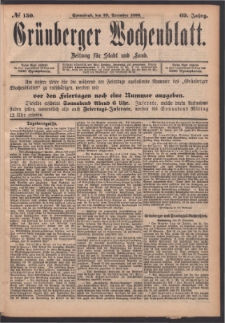 Gr&uuml;nberger Wochenblatt: Zeitung f&uuml;r Stadt und Land, No. 150. (23. December 1893)