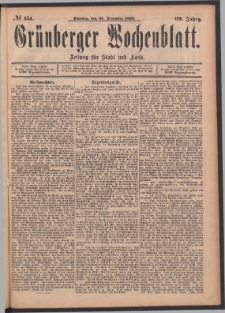 Gr&uuml;nberger Wochenblatt: Zeitung f&uuml;r Stadt und Land, No. 151. (24. December 1893)