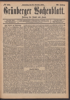 Gr&uuml;nberger Wochenblatt: Zeitung f&uuml;r Stadt und Land, No. 152. (28. December 1893)