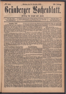 Gr&uuml;nberger Wochenblatt: Zeitung f&uuml;r Stadt und Land, No. 154. (31. December 1893)