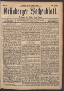 Gr&uuml;nberger Wochenblatt: Zeitung f&uuml;r Stadt und Land, No. 9. (23. Januar 1894)