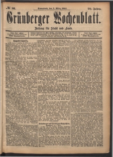 Gr&uuml;nberger Wochenblatt: Zeitung f&uuml;r Stadt und Land, No. 26. (3. M&auml;rz 1894)