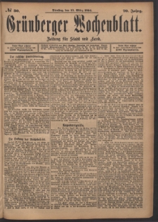 Gr&uuml;nberger Wochenblatt: Zeitung f&uuml;r Stadt und Land, No. 30. (13. M&auml;rz 1894)