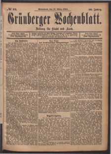 Gr&uuml;nberger Wochenblatt: Zeitung f&uuml;r Stadt und Land, No. 32. (17. M&auml;rz 1894)