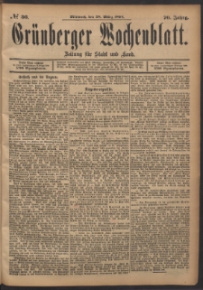 Gr&uuml;nberger Wochenblatt: Zeitung f&uuml;r Stadt und Land, No. 36. (28. M&auml;rz 1894)
