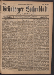 Gr&uuml;nberger Wochenblatt: Zeitung f&uuml;r Stadt und Land, No. 38. (31. M&auml;rz 1894)