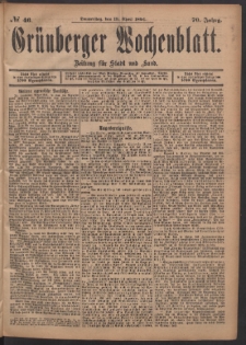Gr&uuml;nberger Wochenblatt: Zeitung f&uuml;r Stadt und Land, No. 46. (19. April 1894)