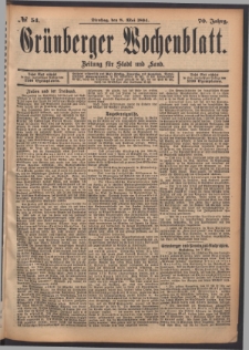 Gr&uuml;nberger Wochenblatt: Zeitung f&uuml;r Stadt und Land, No. 54. (8. Mai 1894)