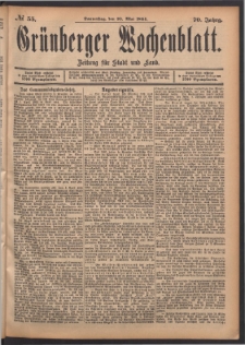 Gr&uuml;nberger Wochenblatt: Zeitung f&uuml;r Stadt und Land, No. 55. (10. Mai 1894)