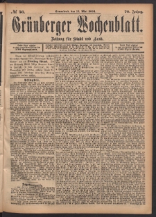 Gr&uuml;nberger Wochenblatt: Zeitung f&uuml;r Stadt und Land, No. 56. (12. Mai 1894)