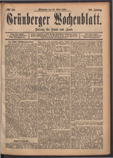 Grünberger Wochenblatt: Zeitung für Stadt und Land, No. 57. (16. Mai 1894)