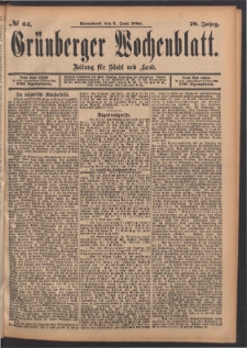 Gr&uuml;nberger Wochenblatt: Zeitung f&uuml;r Stadt und Land, No. 64. (2. Juni 1894)
